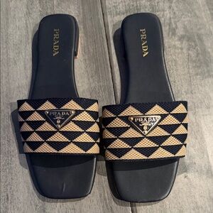 Prada Black and Tan Sandals